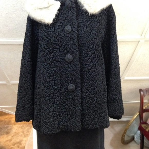 Vintage Mira Curl Black Persian Lamb Dress Coat(L) - Picture 6 of 12